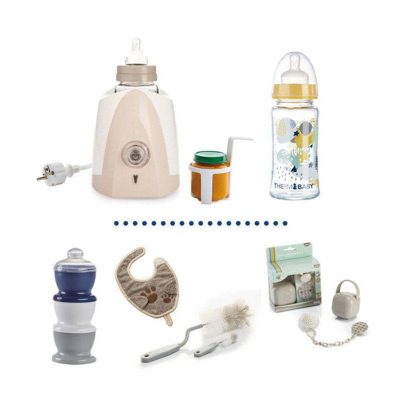 Biberon heater + 230ml glass bottle + bottle bottle + Dosseuse box of