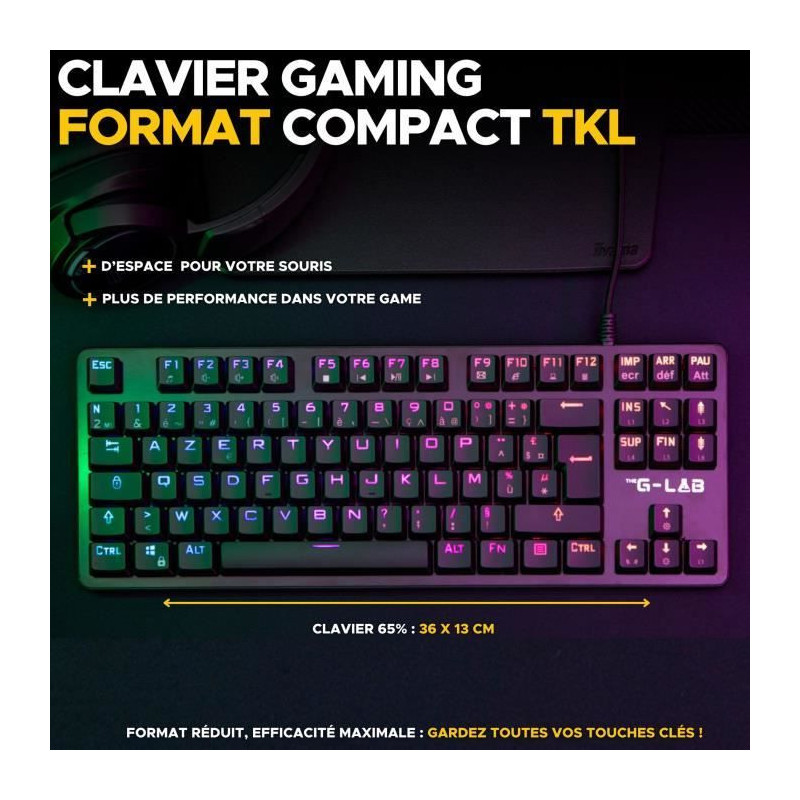 Gaming Keyboard - The G-Lab - KEYZ PLATI. TKL - TKL Format - Mechanica
