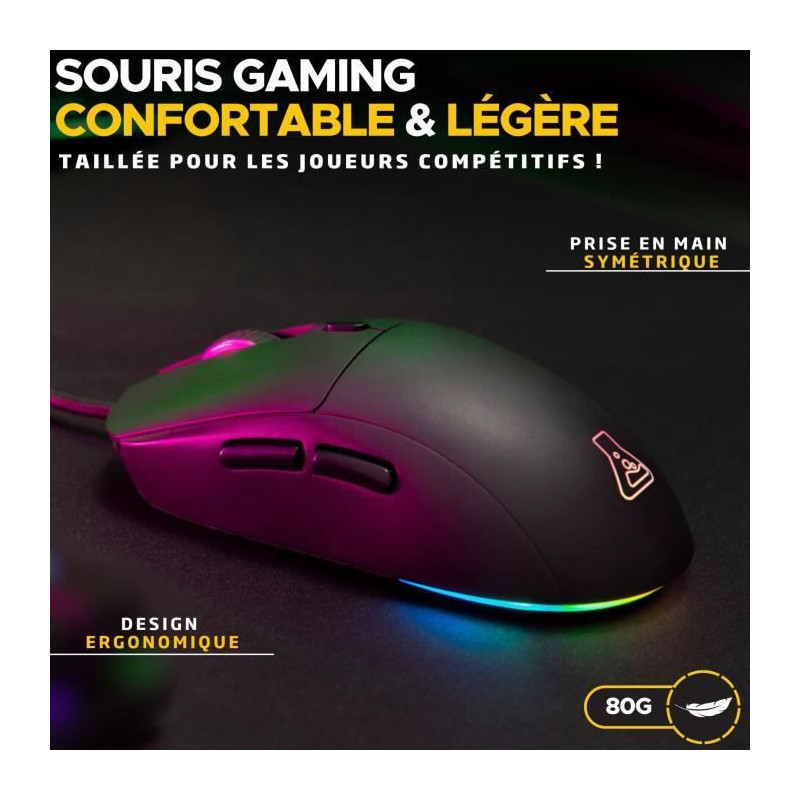 Wired Gaming Mouse - The G-Lab - KULT-COBALT - RGB - 12800 DPI - Black