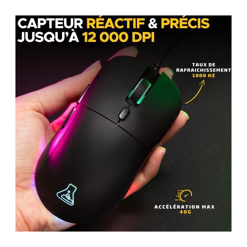Wired Gaming Mouse - The G-Lab - KULT-COBALT - RGB - 12800 DPI - Black