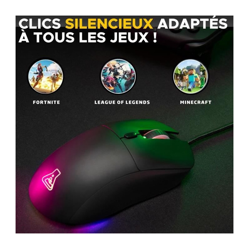 Wired Gaming Mouse - The G-Lab - KULT-COBALT - RGB - 12800 DPI - Black