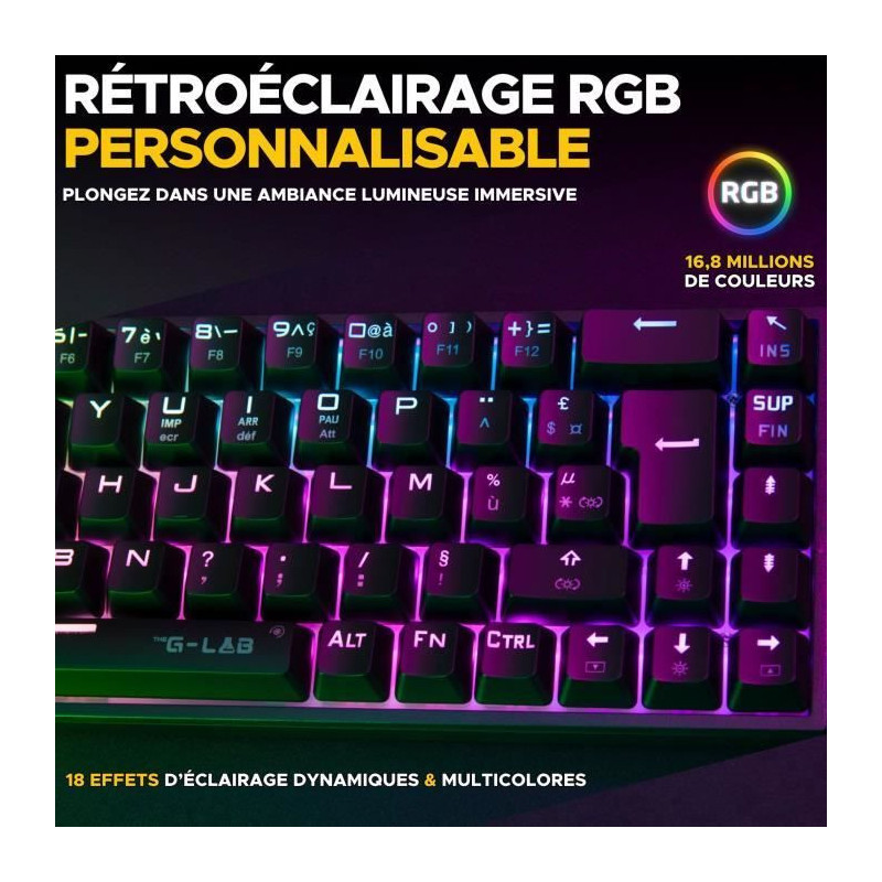 Triple Mode Gaming Keyboard - The G-Lab - KEYZ TITAN - Mechanical (Red