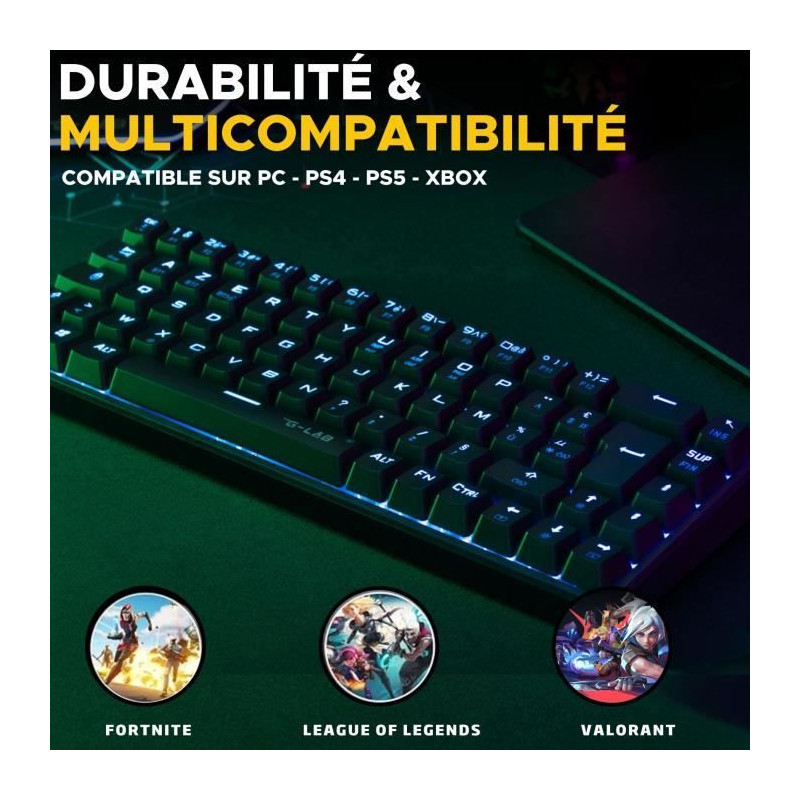 Triple Mode Gaming Keyboard - The G-Lab - KEYZ TITAN - Mechanical (Red