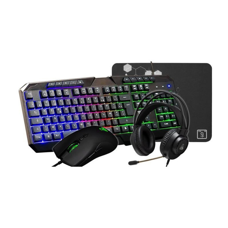 4 in 1 Gamer Pack - The G-Lab - COMBO NATRIUM - Wired Mouse - Wired Ke