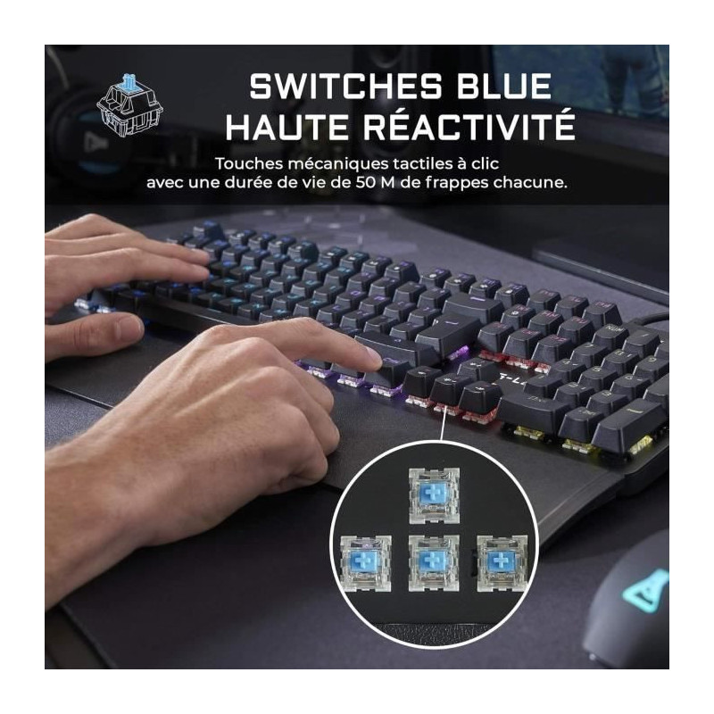 THE G-LAB Gaming Carbon Backlit mechanical keyboard - Switch Blues - W