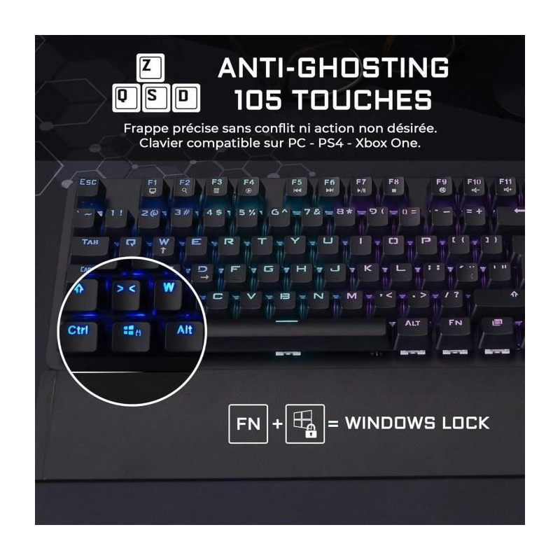 THE G-LAB Gaming Carbon Backlit mechanical keyboard - Switch Blues - W