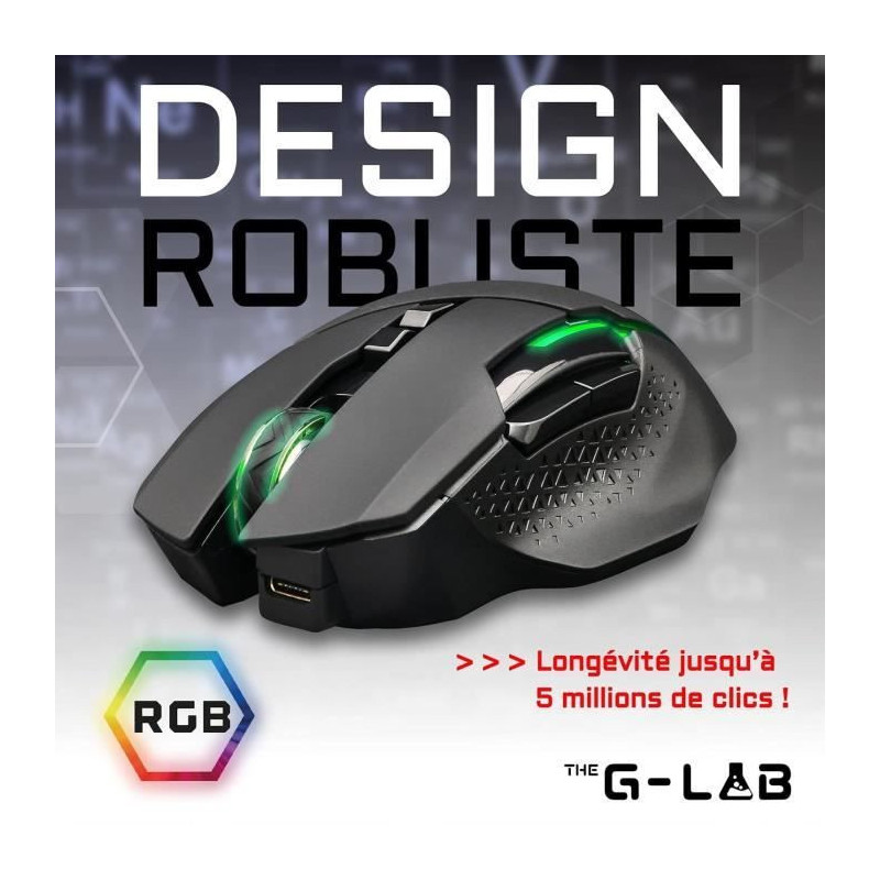 Wireless RGB gaming mouse The G -LAB 7200 DPI - Black
