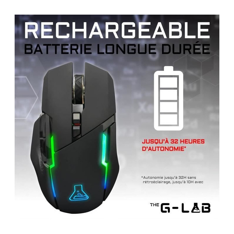 Wireless RGB gaming mouse The G -LAB 7200 DPI - Black