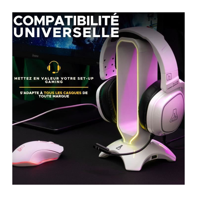 Headphone/Headset Stand - THE G-LAB - K-STAND RADO - RGB USB - White