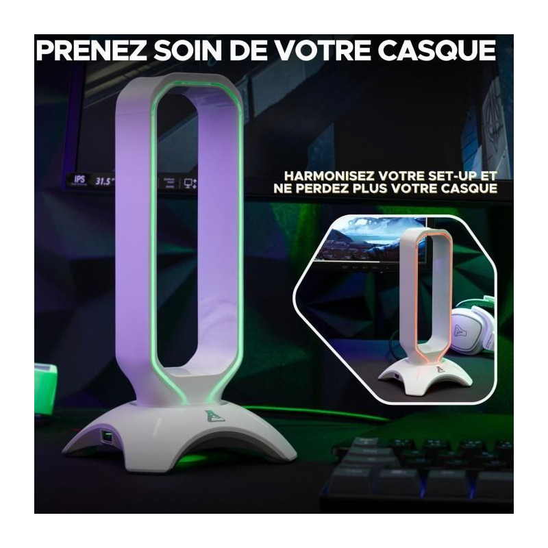 Headphone/Headset Stand - THE G-LAB - K-STAND RADO - RGB USB - White