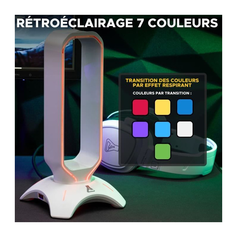 Headphone/Headset Stand - THE G-LAB - K-STAND RADO - RGB USB - White