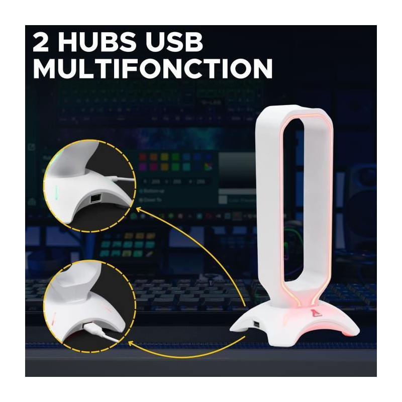 Headphone/Headset Stand - THE G-LAB - K-STAND RADO - RGB USB - White
