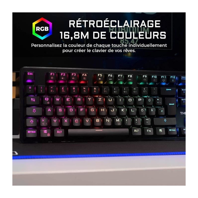 THE G-LAB KEYZ RUBIDIUM MECHANICAL KEYBOARD RED SWITCH AND RGB COMPLET