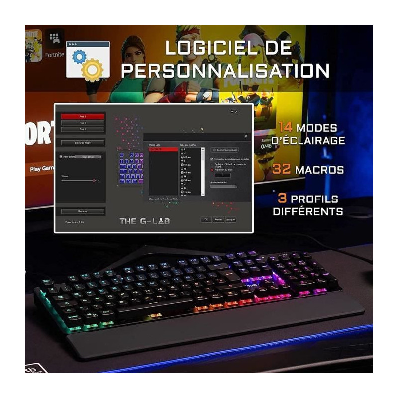 THE G-LAB KEYZ RUBIDIUM MECHANICAL KEYBOARD RED SWITCH AND RGB COMPLET