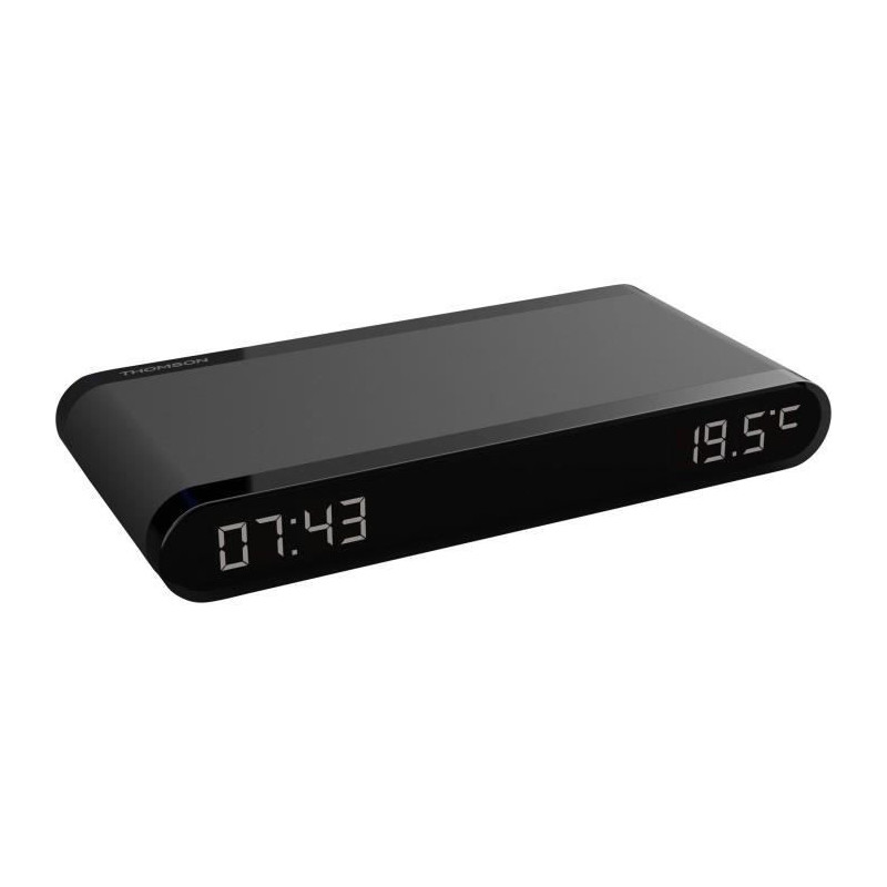 Alarm clock charging station - THOMSON - Black - 15W induction, Temper