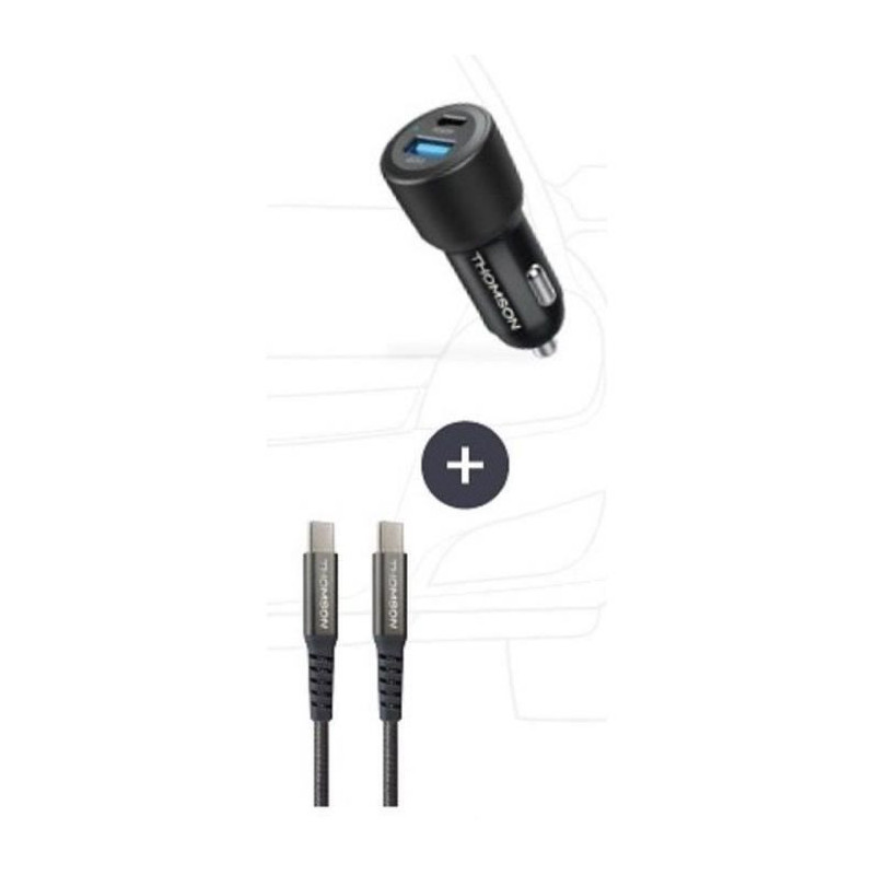 Charger + cable pack - THOMSON - 60 W car charger - 65 W C to C cable
