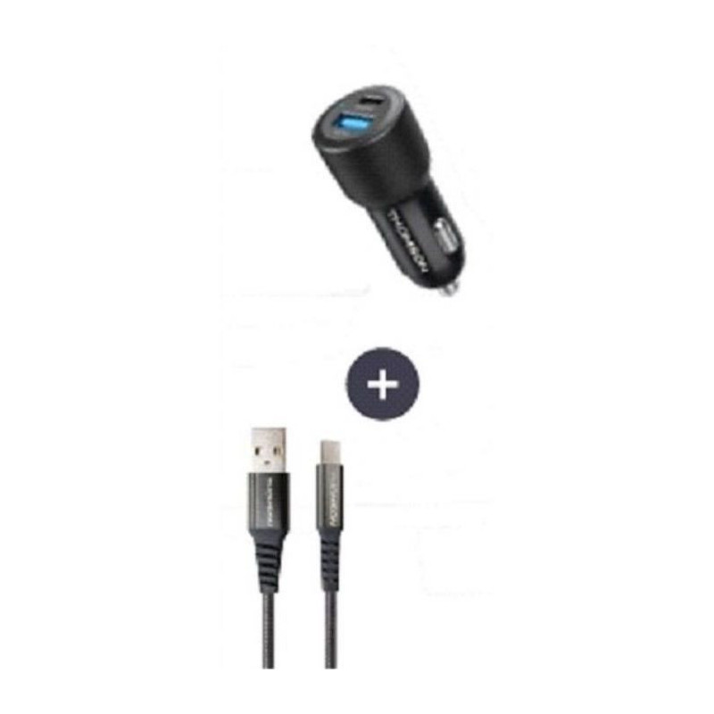 Charger + cable pack - THOMSON - 60 W car charger - USB-A to C 3A cabl