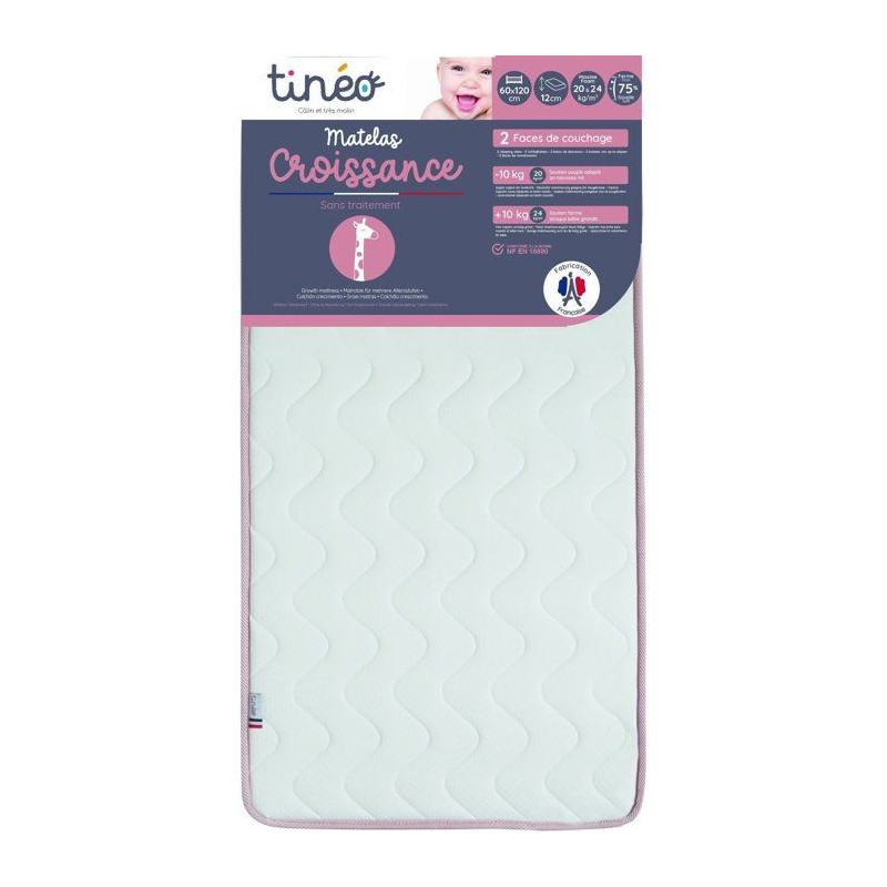 TINEO CROISSANCE mattress - Scalable - 2 support sides: Firm and Soft