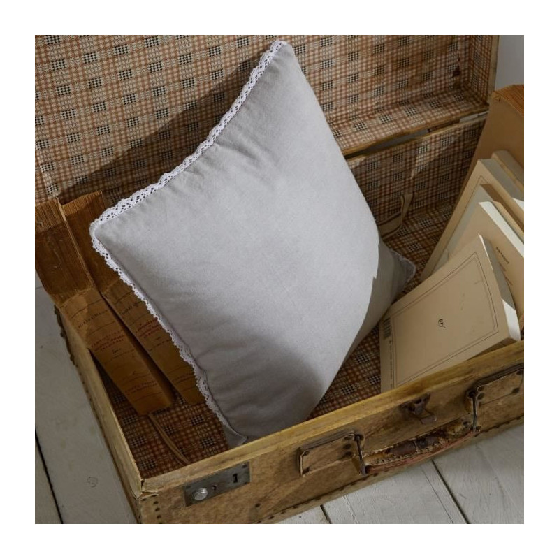 Cushion - TODAY - CHARME - Chambray x Dentelle Constance - 40 x 40 cm
