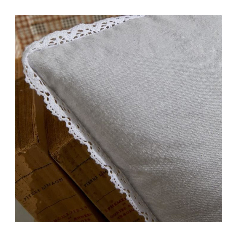 Cushion - TODAY - CHARME - Chambray x Dentelle Constance - 40 x 40 cm