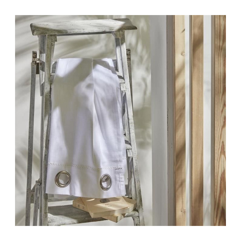 Voile curtain - TODAY - CHARME - chalk slub eyelets - 140 x 240 cm