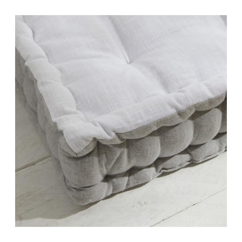 Floor cushion - TODAY - CHARME - Slub x Chambray x Broderie Capucine -