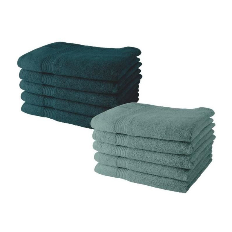 Set of 10 TODAY towels 50x90 cm 100% Cotton - 5 peacock + 5 cecidon