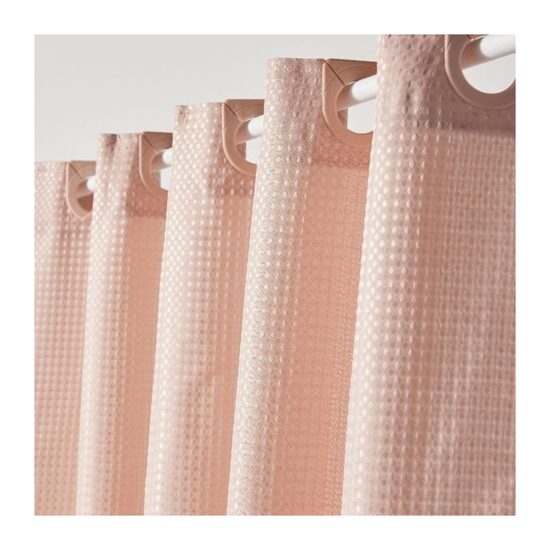 Waffle Shower Curtain - Pink - Polyester - 180 x 200 cm - 12 Hooks - U
