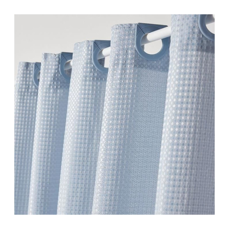 Waffle Shower Curtain - Blue - Polyester - 180 x 200 cm - 12 Hooks - U