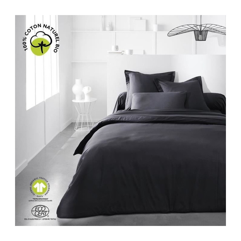 Fitted sheet - TODAY - 180 x 200 cm + 30 cm - Cotton - Organic Charcoa