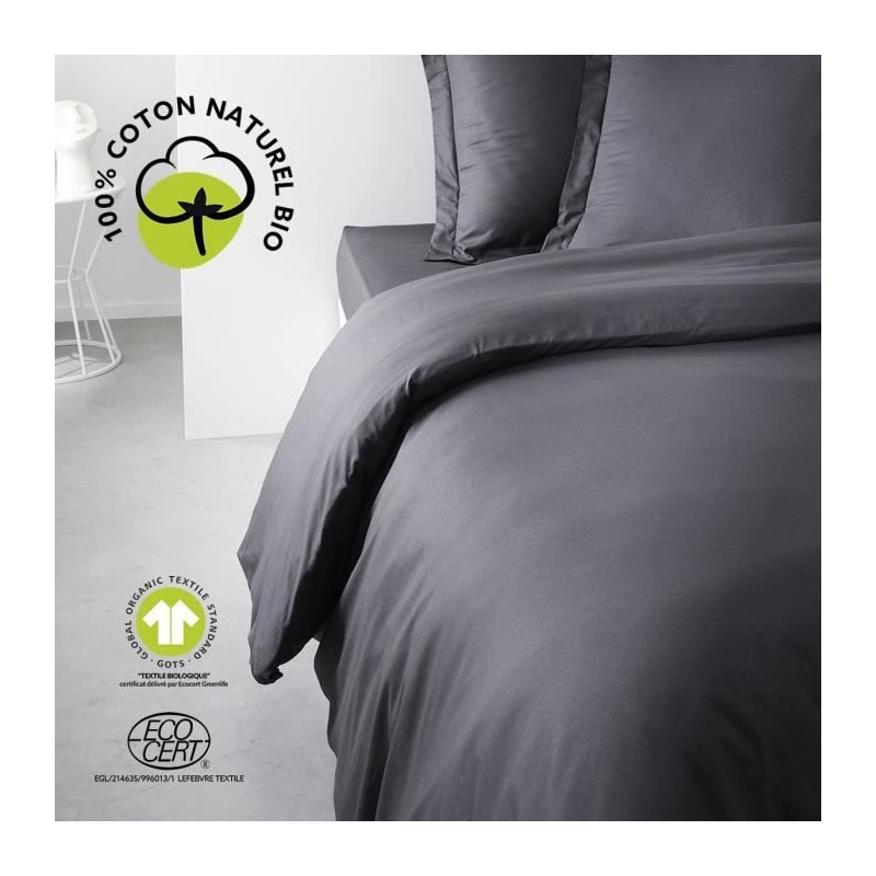 Bedding set - TODAY - 240 x 260 cm - 100% cotton - Organic Charcoal -