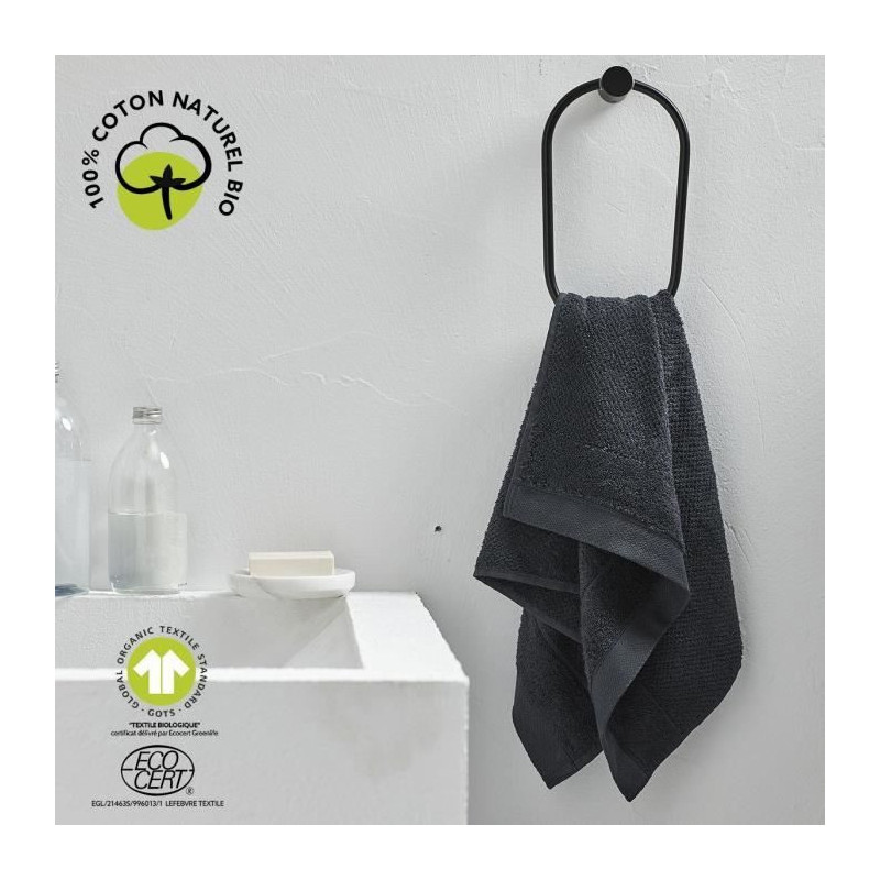 Bath towel - TODAY - 50 x 90 cm - Cotton - Organic Charcoal