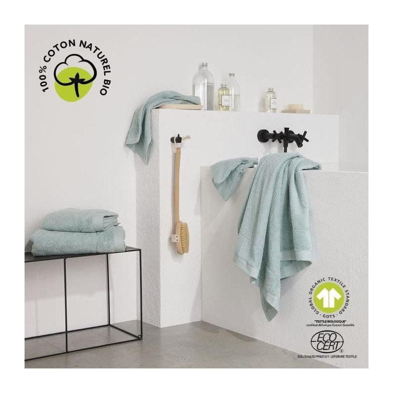 Bath towel - TODAY - 50 x 90 cm - Cotton - Organic Celadon