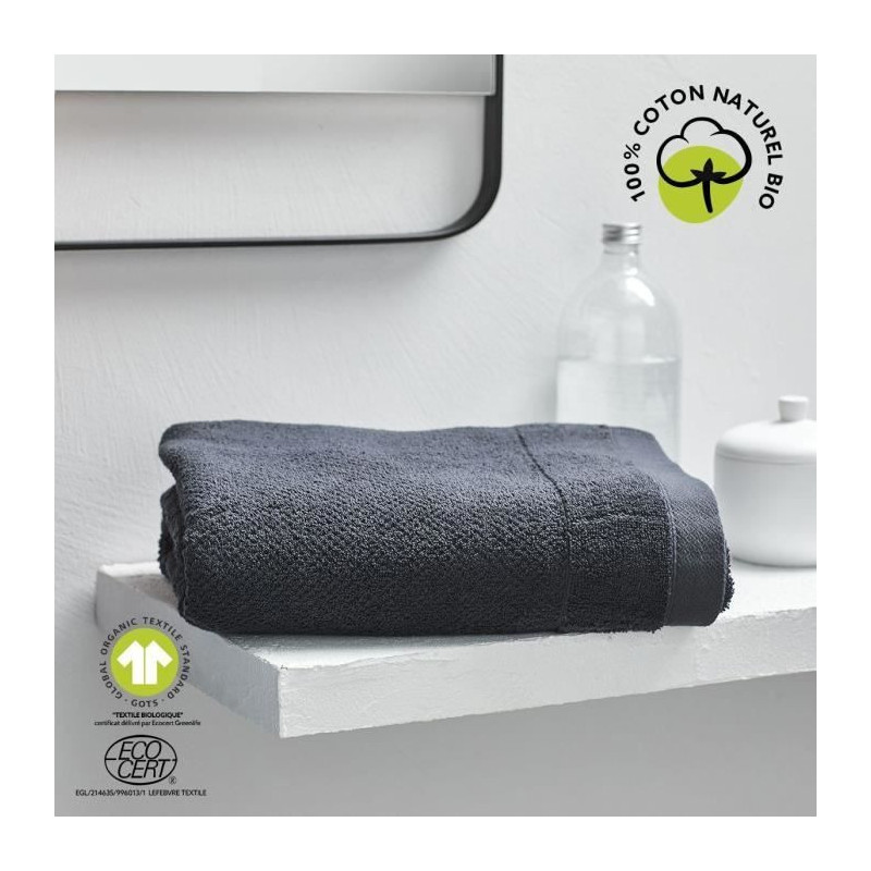 Bath towel - TODAY - 70 x 130 cm - Cotton - Organic Charcoal