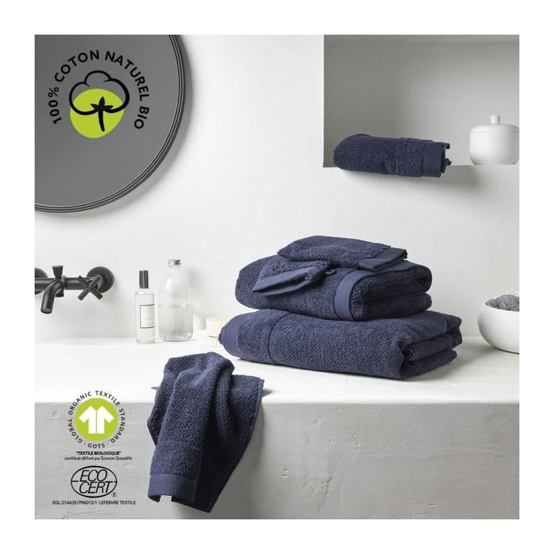 Bath sheet - TODAY - 70 x 130 cm - Cotton - Organic Navy