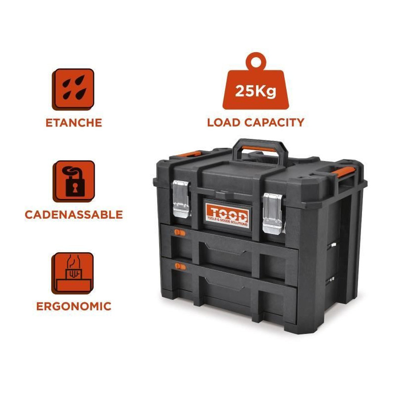Tool case/tray - TOOD - Waterproof - With drawers - 53x37x40 cm