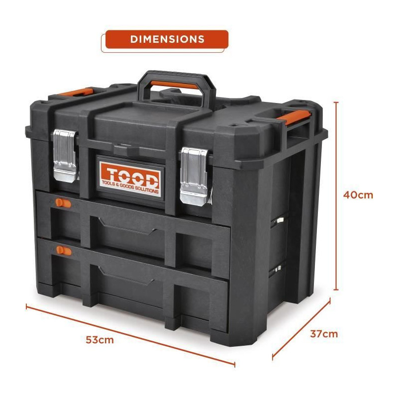 Tool case/tray - TOOD - Waterproof - With drawers - 53x37x40 cm