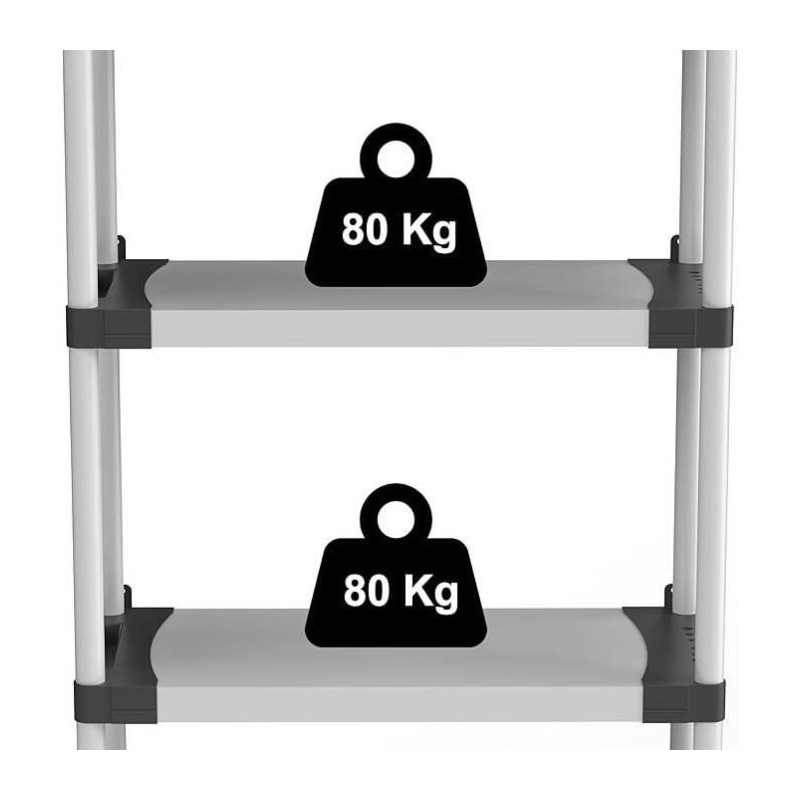 Plastic shelf - TOOD - 3 shelves - Load 80 kg per shelf - 80x40x85 cm