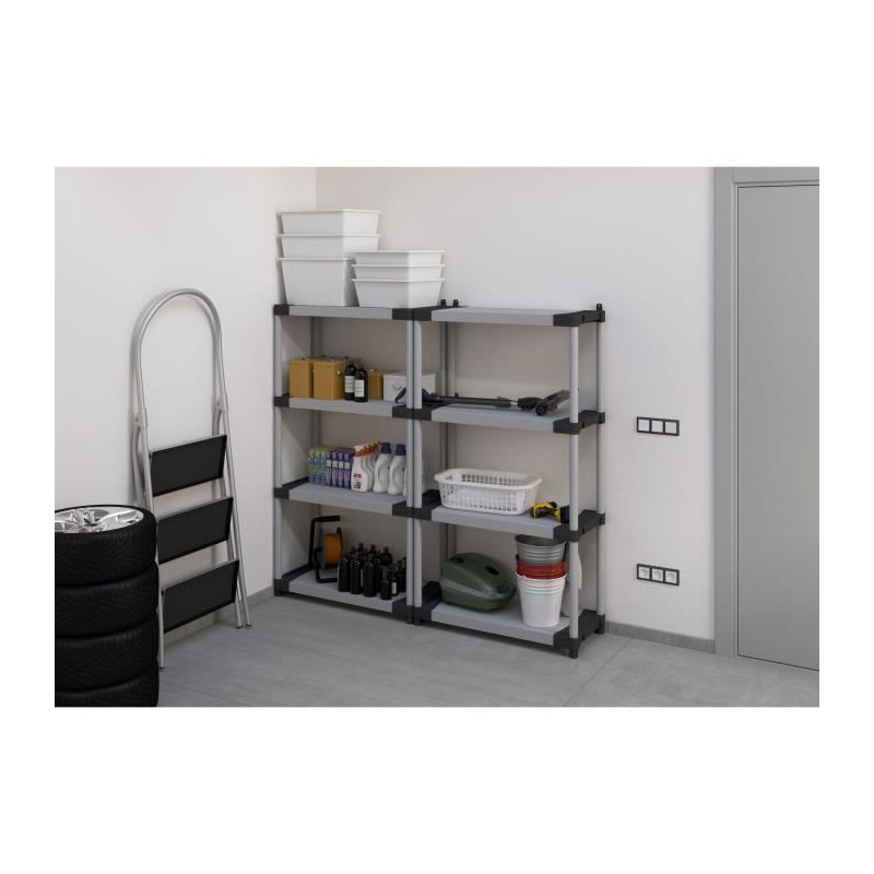 Plastic shelf - TOOD - 4 shelves - Load 80 kg per shelf - 80x40x168 cm