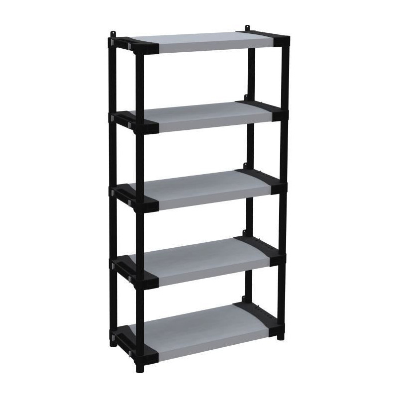 Plastic shelf - TOOD - 5 shelves - Load 80 kg - 80x40x171 cm - Black/g