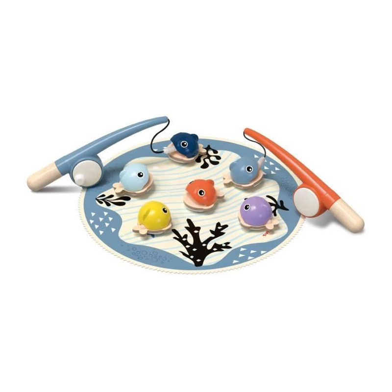 Catch Fish - TOP BRIGHT - 6 Magnetic Fish - 2 Fishing Rods - Fabric Ma