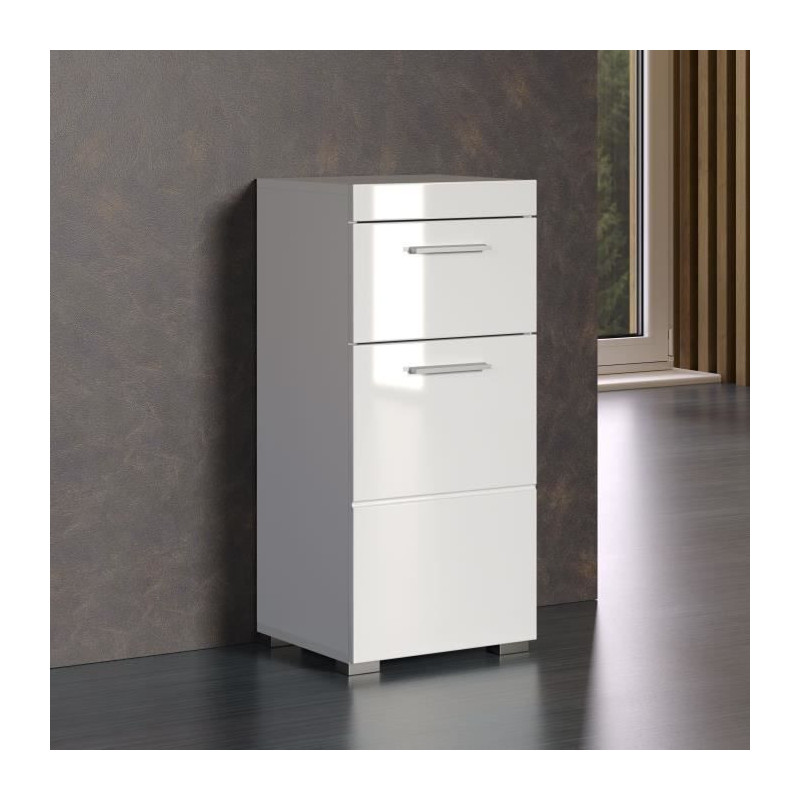 AMANDA bathroom cabinet - 1 door + 1 drawer - Glossy white - L37 x D31