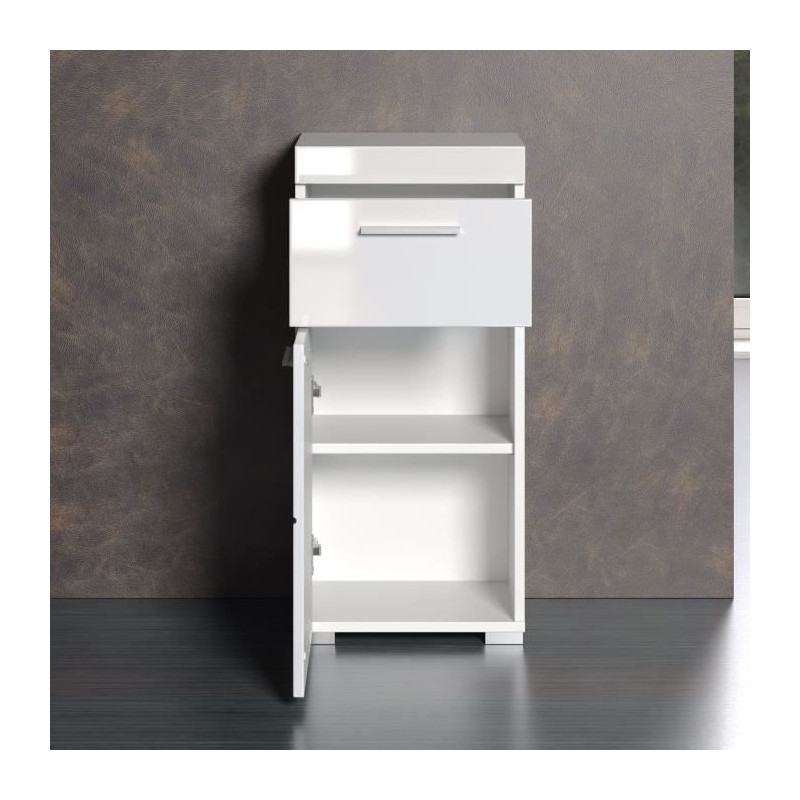 AMANDA bathroom cabinet - 1 door + 1 drawer - Glossy white - L37 x D31