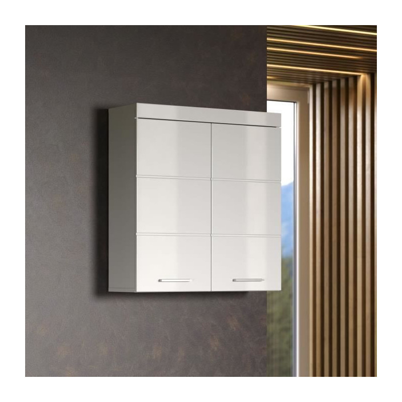 AMANDA bathroom cabinet - 2 doors - Glossy white - L73 x D23 x H77 cm