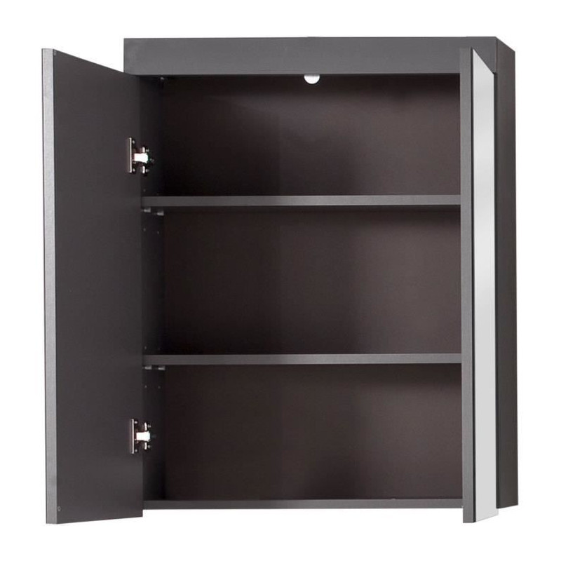 Bathroom Mirror Cabinet - AMANDA - 2 mirror doors - Grey - 60x17x77cm