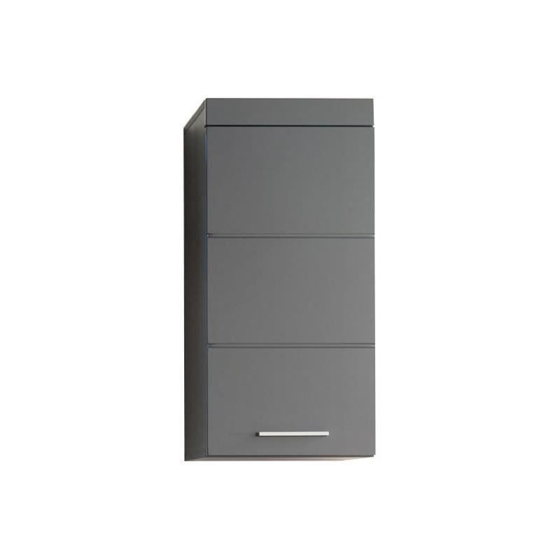 Bathroom wall unit - AMANDA - 1 door - Glossy grey - 37 x 77 x 23 cm