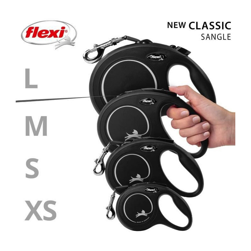 FLEXI New Classic Leash strap - L: 8 m - Black - Dogs