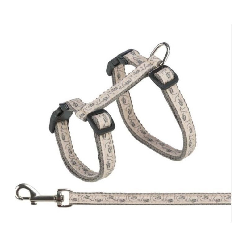 Harness with leash - TRIXIE - 27–45 cm / 13 mm - 1.20 m - Grey / Pin