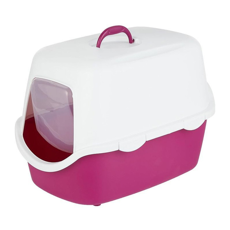 TRIXIE Vico litter box - Lid - 40 × 40 × 56 cm - Berry and white