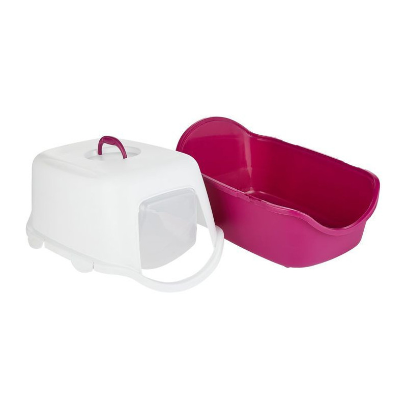 TRIXIE Vico litter box - Lid - 40 × 40 × 56 cm - Berry and white